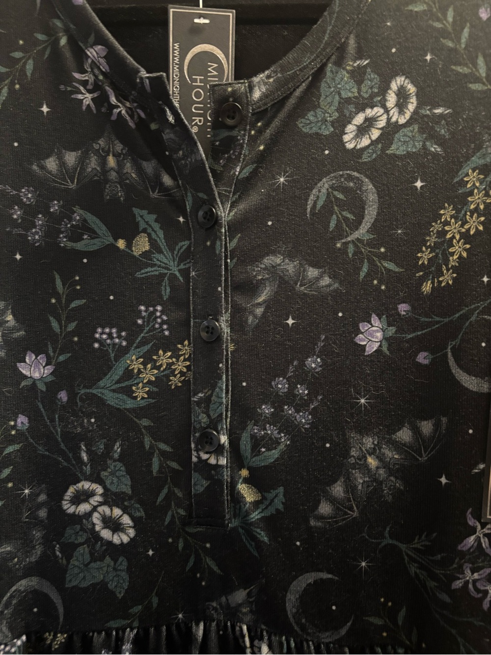 Midnight Hour Bats Garden Henley Maxi Dress - Picture 6 of 13